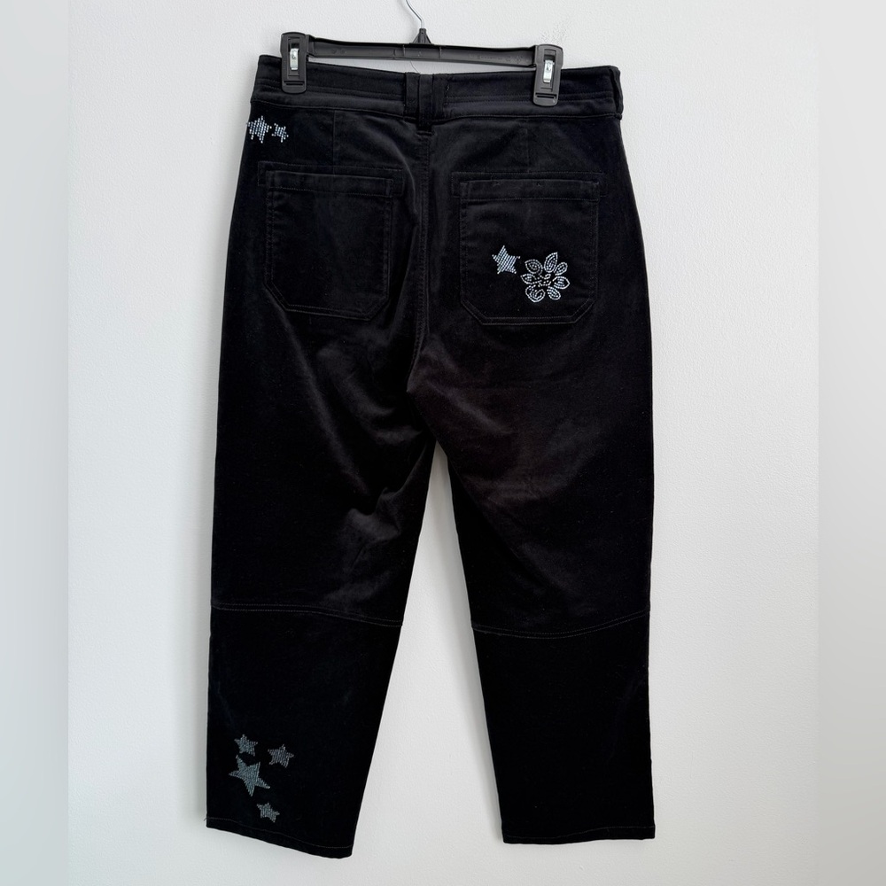 Anthropologie Pilcro Size 28 • The Wanderer Star Black Beaded Velvet Pants. - Picture 5 of 6